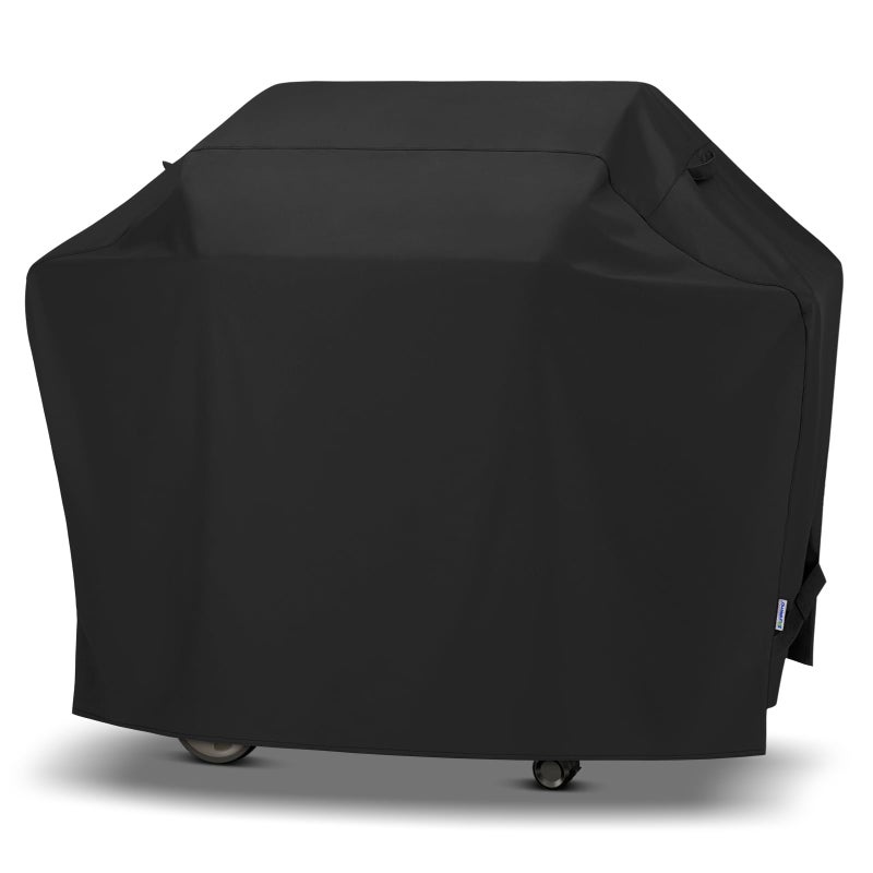 SunPatio Gas Grill Cover 60 Inch, Outdoor Heavy Duty Waterproof Barbecue Gas Cover, UV and Fade Resistant, All Weather Protection Compatible for Weber Charbroil Brinkmann Grills and More, Black - Image 1